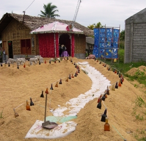 Another nativity scene in Clado - this one fabricated in part from rice husks and beer bottles